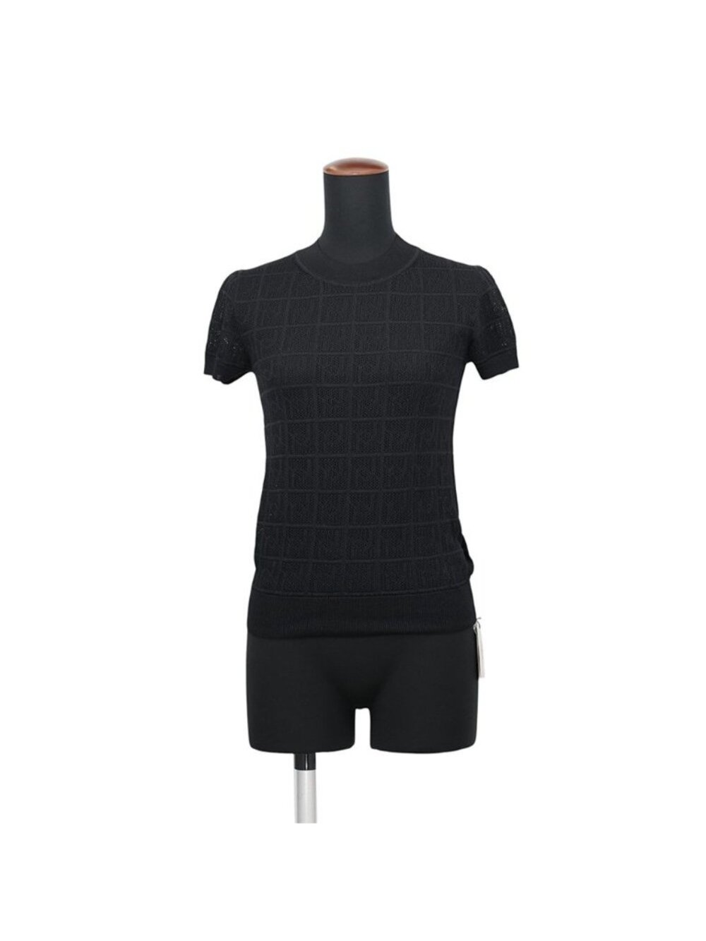Hermes Knit Silk Top Short Sleeve Black Sweater 34